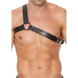 🦋B2G1🦋SHOTS-UOMO Genuine Leather Gladiator Y-Shaped Chest Harness ONE SIZE